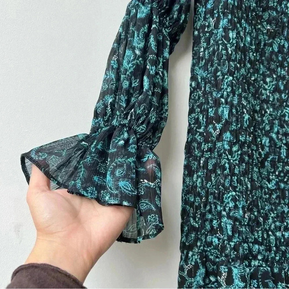 Misa Los Angeles Rashida Maxi Dress - Green Floral on Black- Size S - Picture 9 of 16